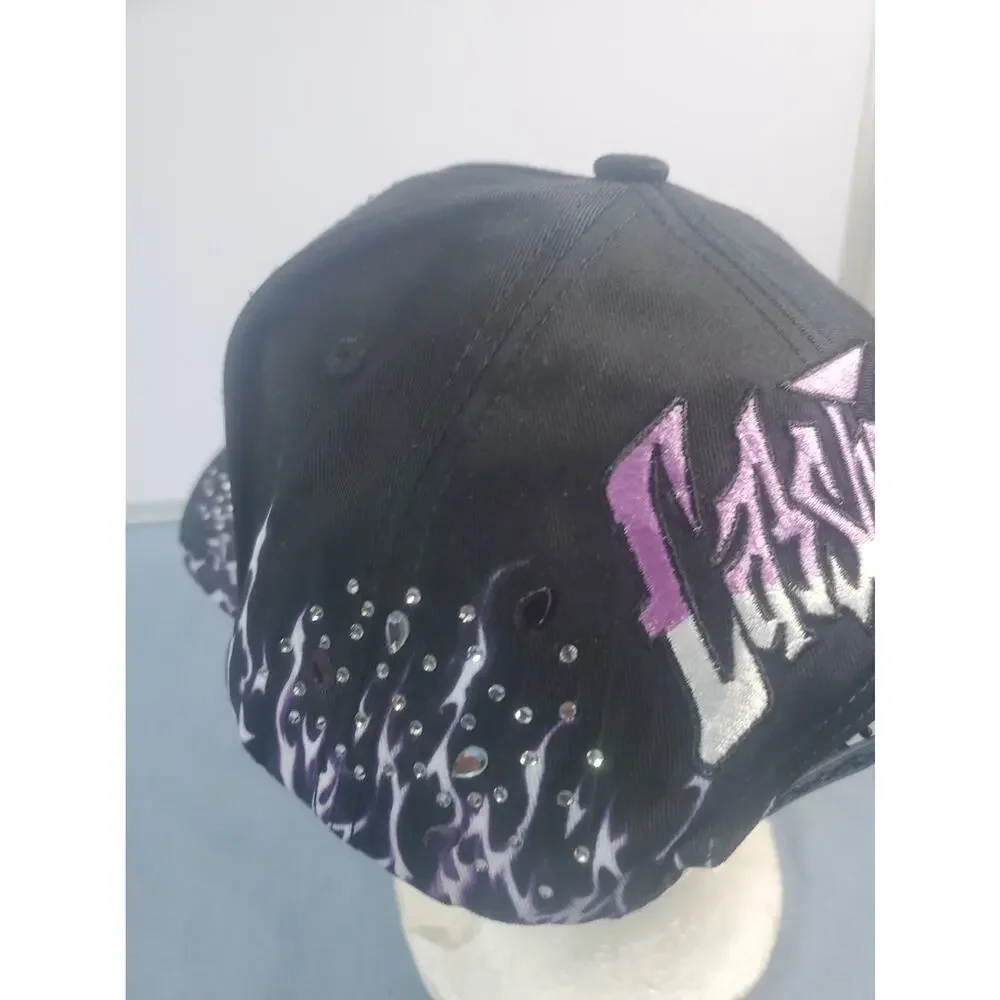 CASHED OUT HATS Purple Flame Black Purple Snapback Hat Skull Full Set COFLAMES